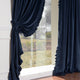 Luster Velvet Ruffle Curtains, Navy