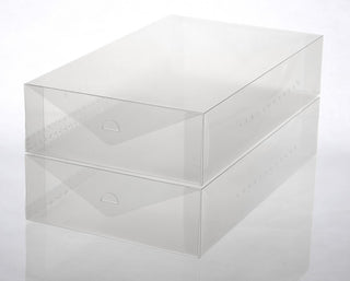 Plastic Boot BoxShoe Storage Foldable Clear Container, Set of 2
