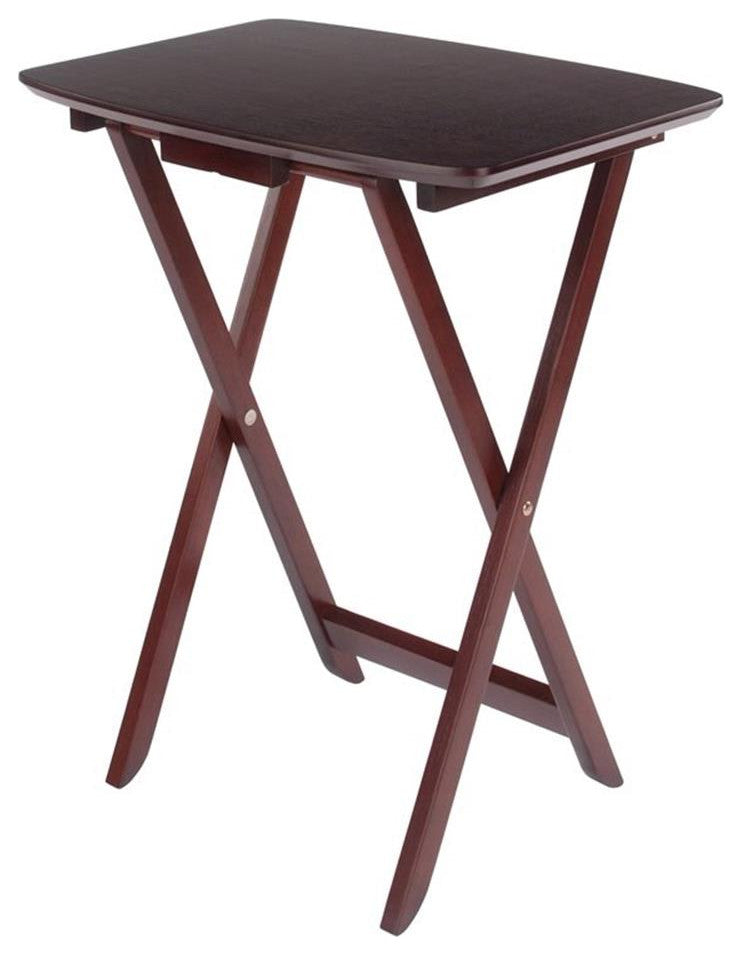Winsome Darlene Transitional Solid Wood Snack Table Set in Walnut (Set of 2)