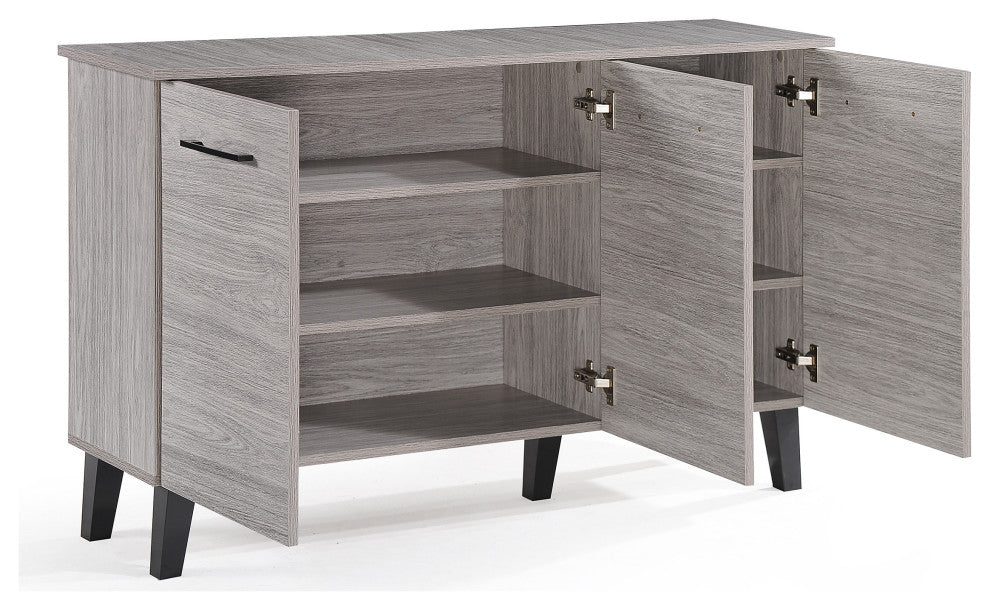 GDF Studio Emilia Mid Century Modern Finished Fiberboard Cabinet, Gray Oak