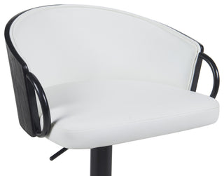 Montego Adjustable Barstool, Black With Snow White Faux Leather