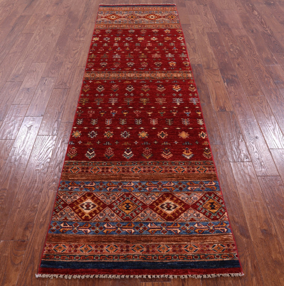 Runner Super Kazak Khorjin Handmade Wool Rug 2' 9" X 9' 9" Q10851