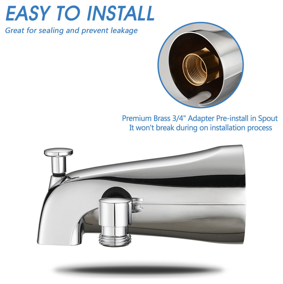 Diveter Tub Spout with 6 Spray Handheld Shower in Polished Chrome