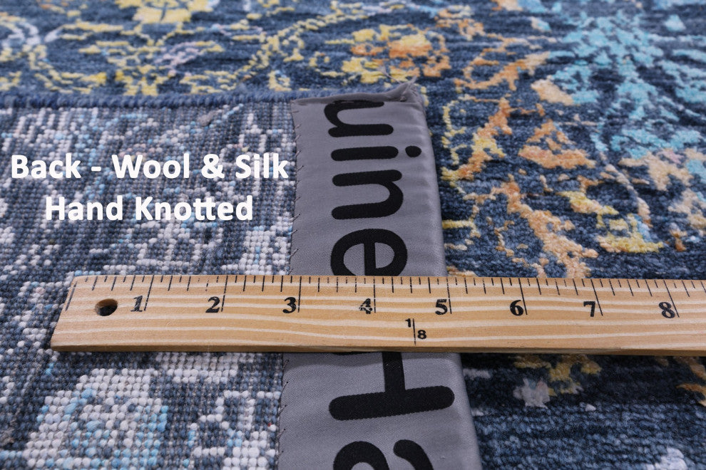 7' 9" X 10' 1" Modern Hand-Knotted Wool and Silk Rug Q11811