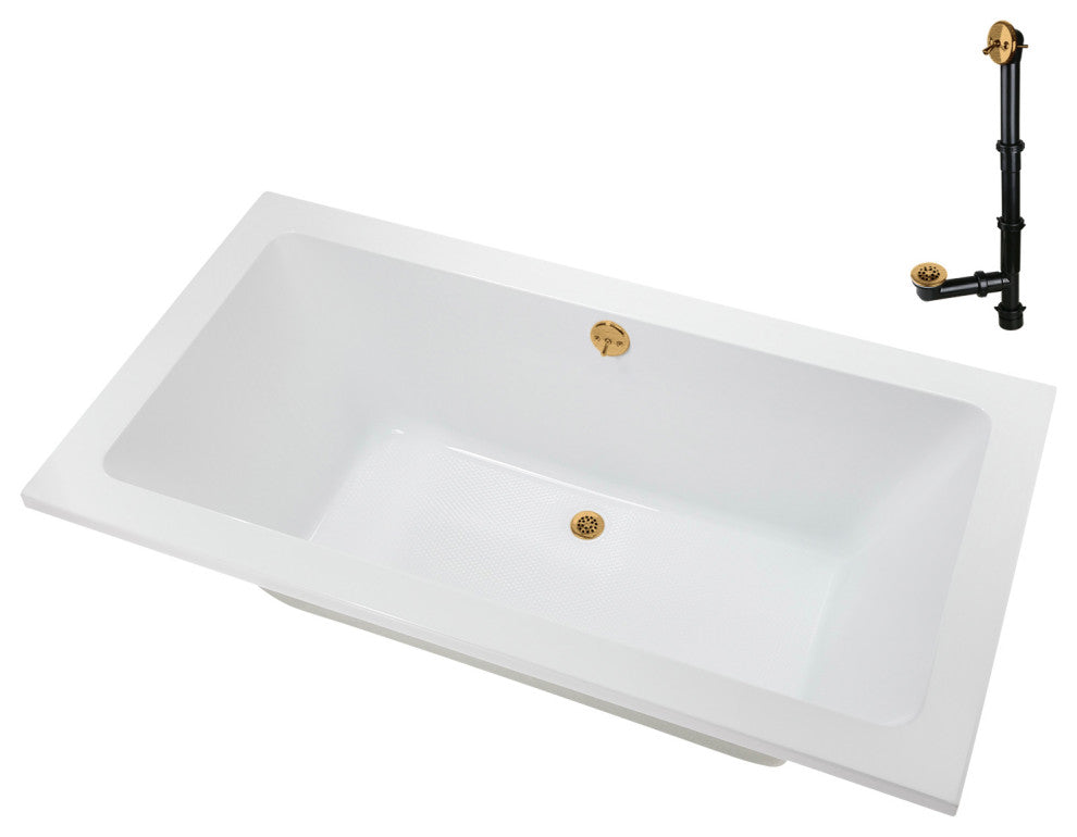 Streamline 66 in. x 34 in. Acrylic Drop-In Bathtub, Brushed Gold