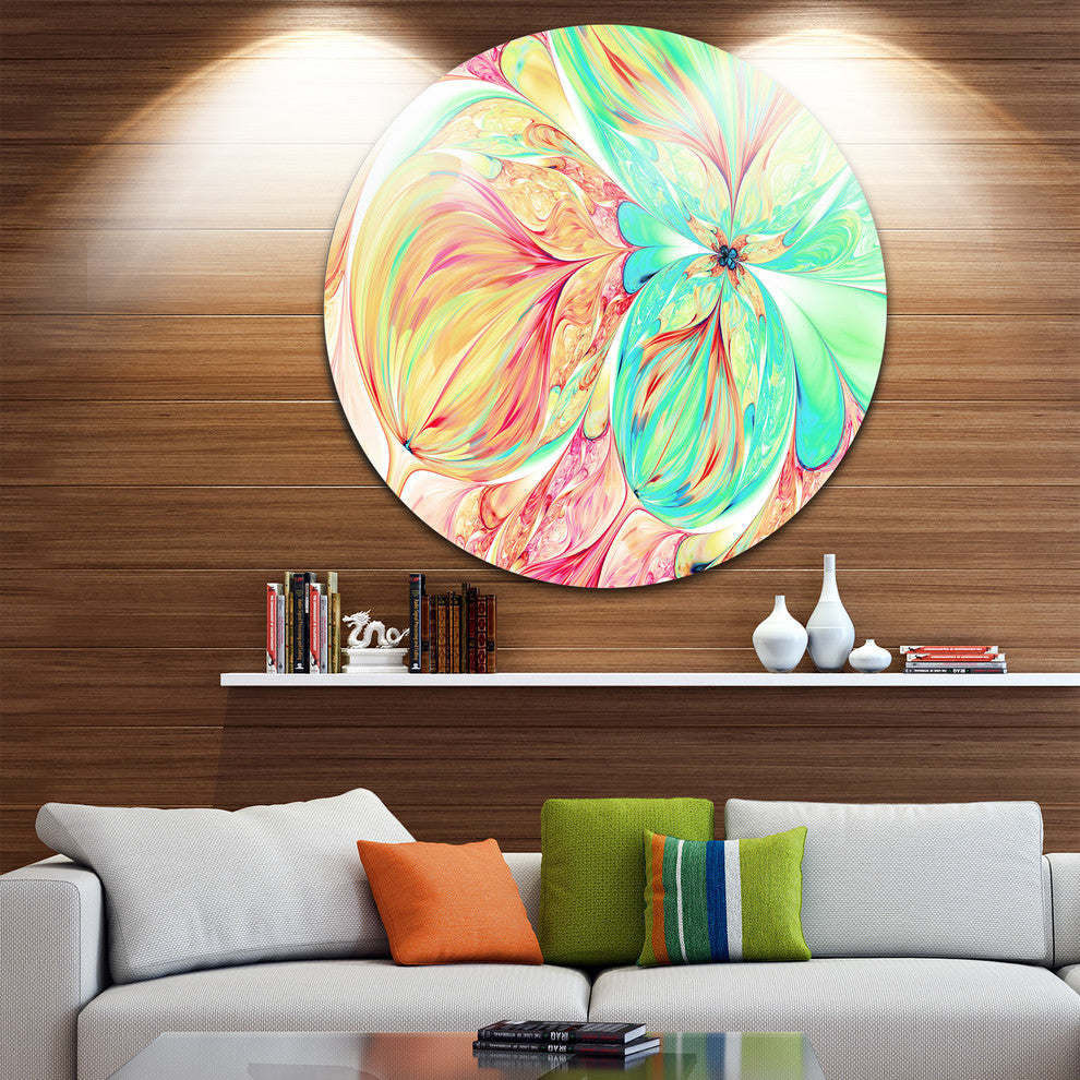 Red Green Paper Flower, Floral Art Disc Metal Wall Art, 36"