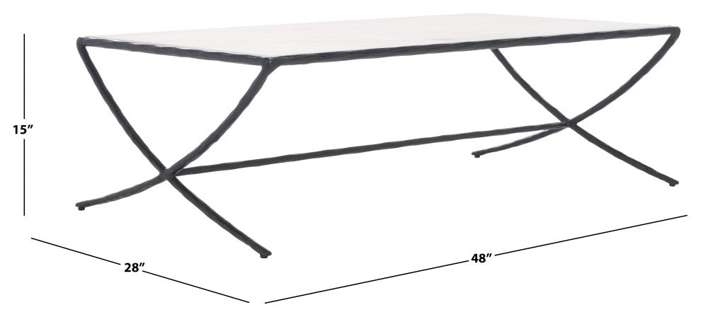Safavieh Couture Debbie Rectangle Metal Coffee Table, Black/White
