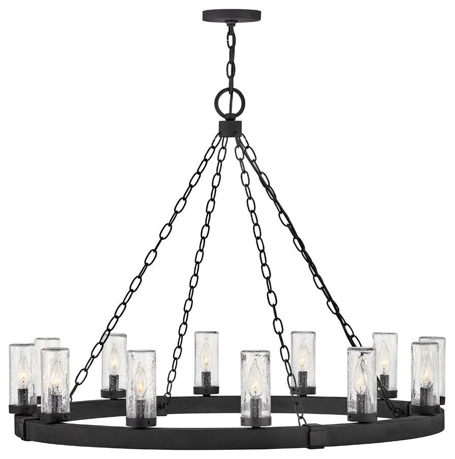 Hinkley Sawyer Outdoor Chandelier, Black, 12 Light