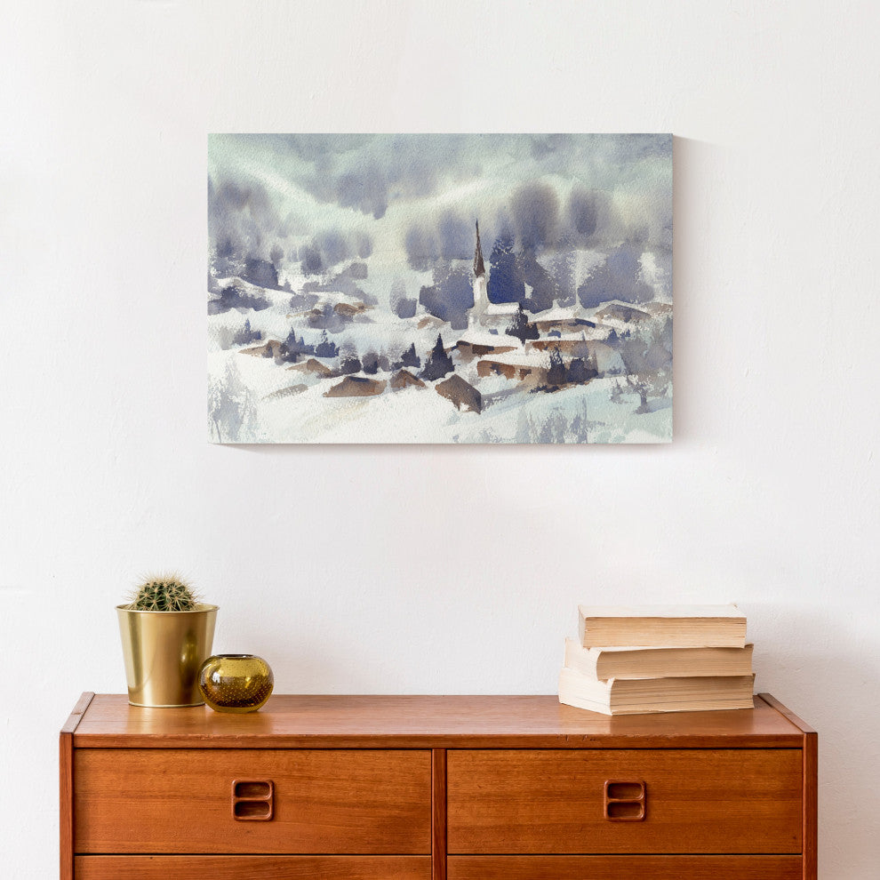 Winter Abstract Landscape 18 x 12 Canvas Wall Art