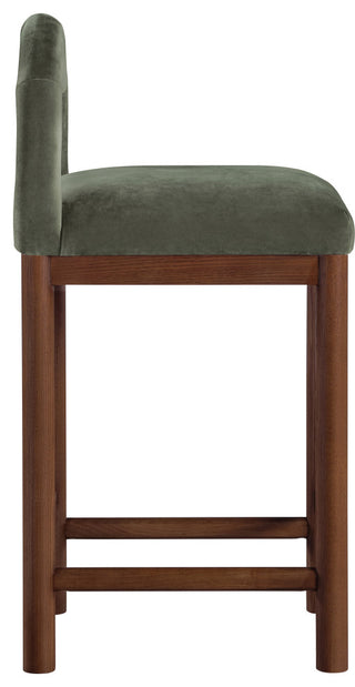 Conrad Upholstered Bar and Counter Stool, Green, Velvet, Brown