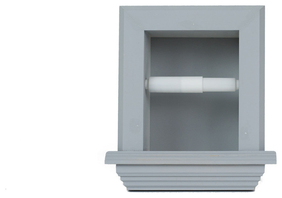 Tampa Recessed Solid Wood Toilet Paper Holder 7 x 8.5, Primed Gray