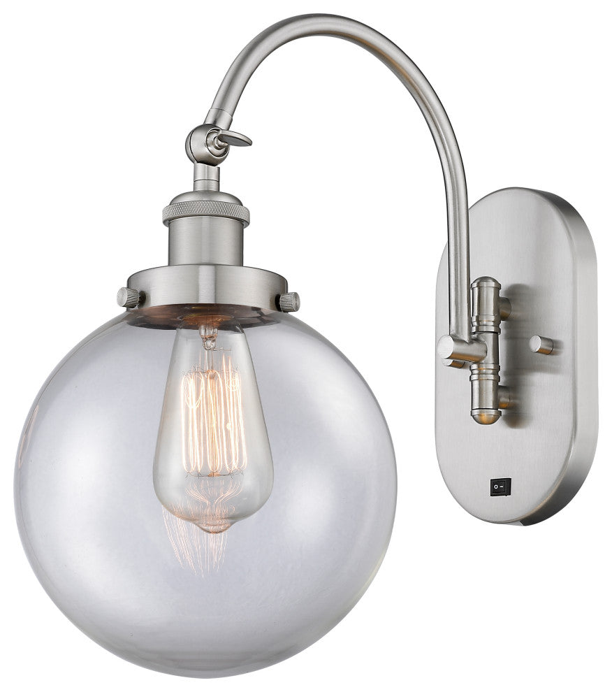 Innovations 918-1W-SN-G202-8-LED Beacon 1 Light Sconce, Brushed Satin Nickel