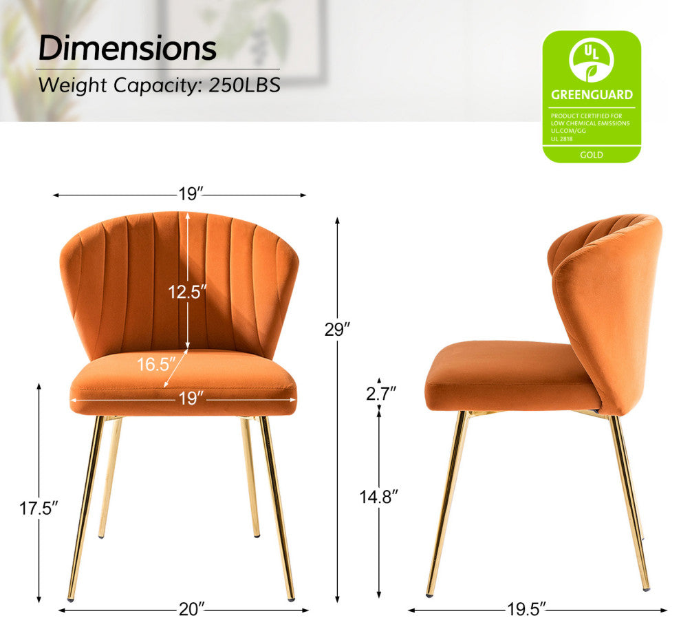 Luna Contemporary Side Chair With Tufted Back, Orange