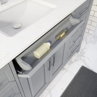 Terrence 60" Vanity with Power Bar and Drawer Organizer, Oxford Gray