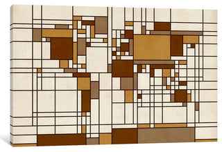 "World Map Abstract Mondrian Style" by Michael Tompsett, 26x18x1.5"