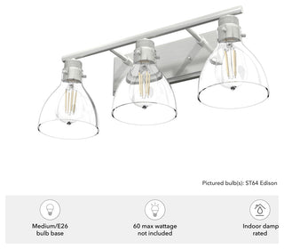 Van Nuys Brushed Nickel With Clear Glass 3 Light Vanity Wall