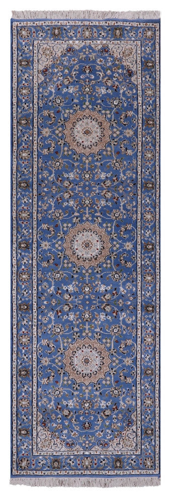 2' 7" X 8' 1" Runner Persian Nain Wool and Silk Hand-Knotted Rug Q11651