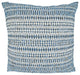 Woven Pillow With Line Design, Blue, 22"x22", Down Filled