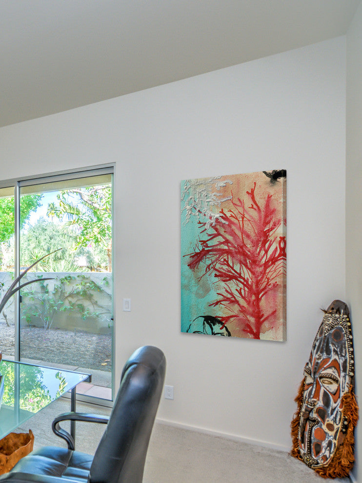 Marmont Hill, "Red Coral" by Christine Lindstrom Print on Wrapped Canvas, 20x30