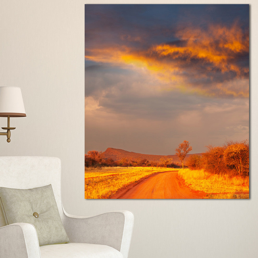 Fantastic Road and Sky in Kenya, Oversized Landscape Canvas Art, 30"x40"