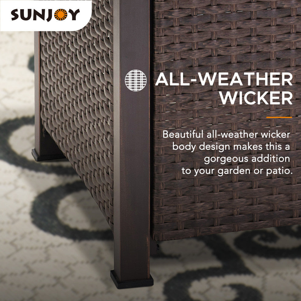 Sunjoy 38" Outdoor Patio Brown Square All-Weather Wicker Fire Pit Table
