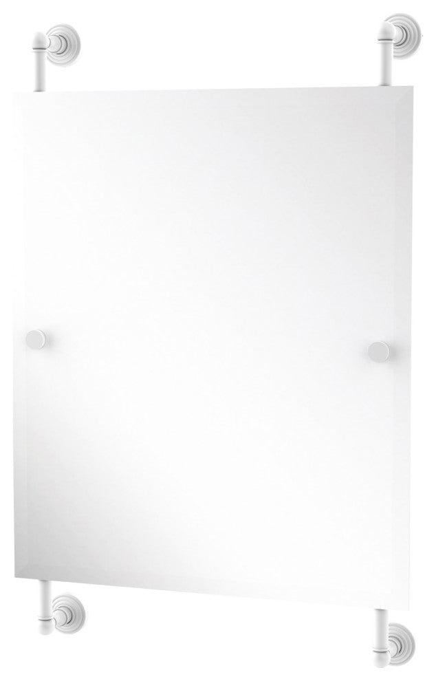 Waverly Place Rectangular Frameless Rail Mounted Mirror, Matte White