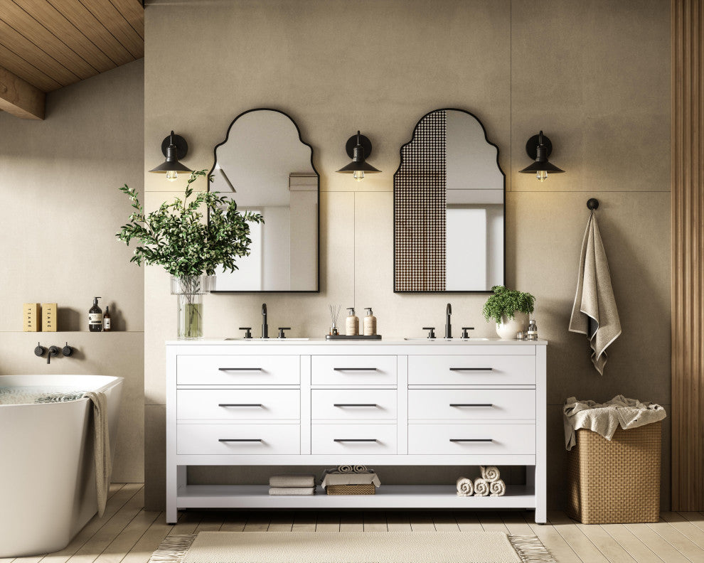 Home Living 72" Double Bathroom Vanity, White