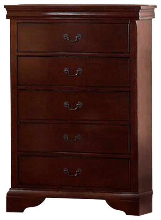 Benzara BM171355 Pine Wood, Plywood & Birch Veneer Chest, Cherry
