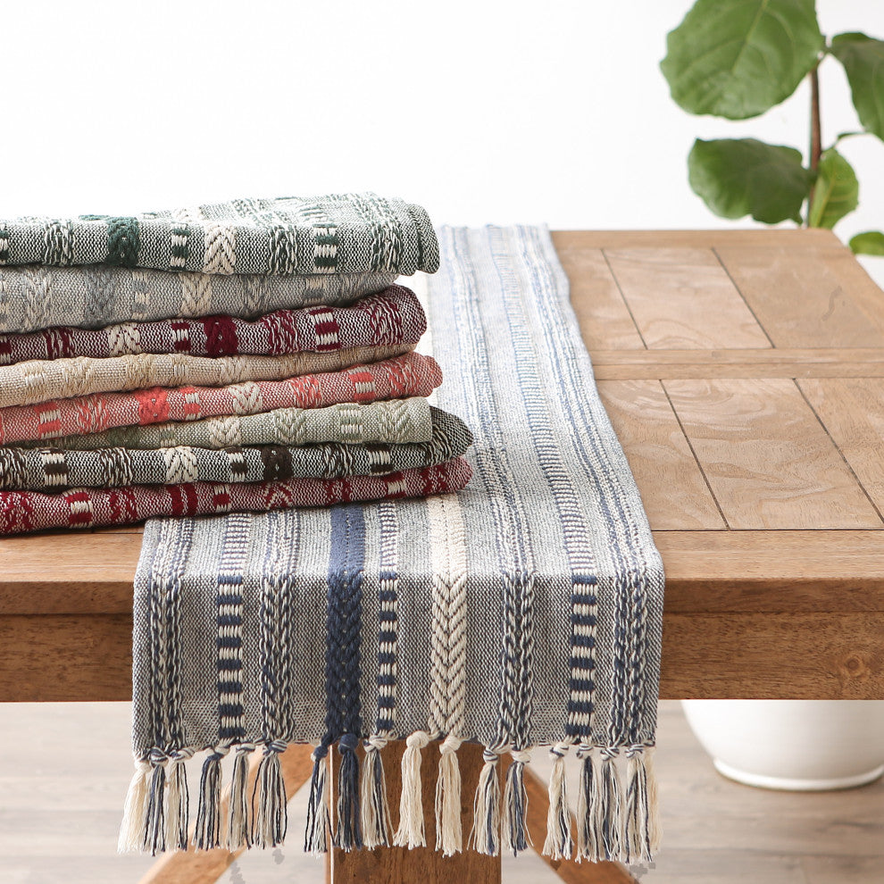 Wine Braided Stripe Table Runner 15x108
