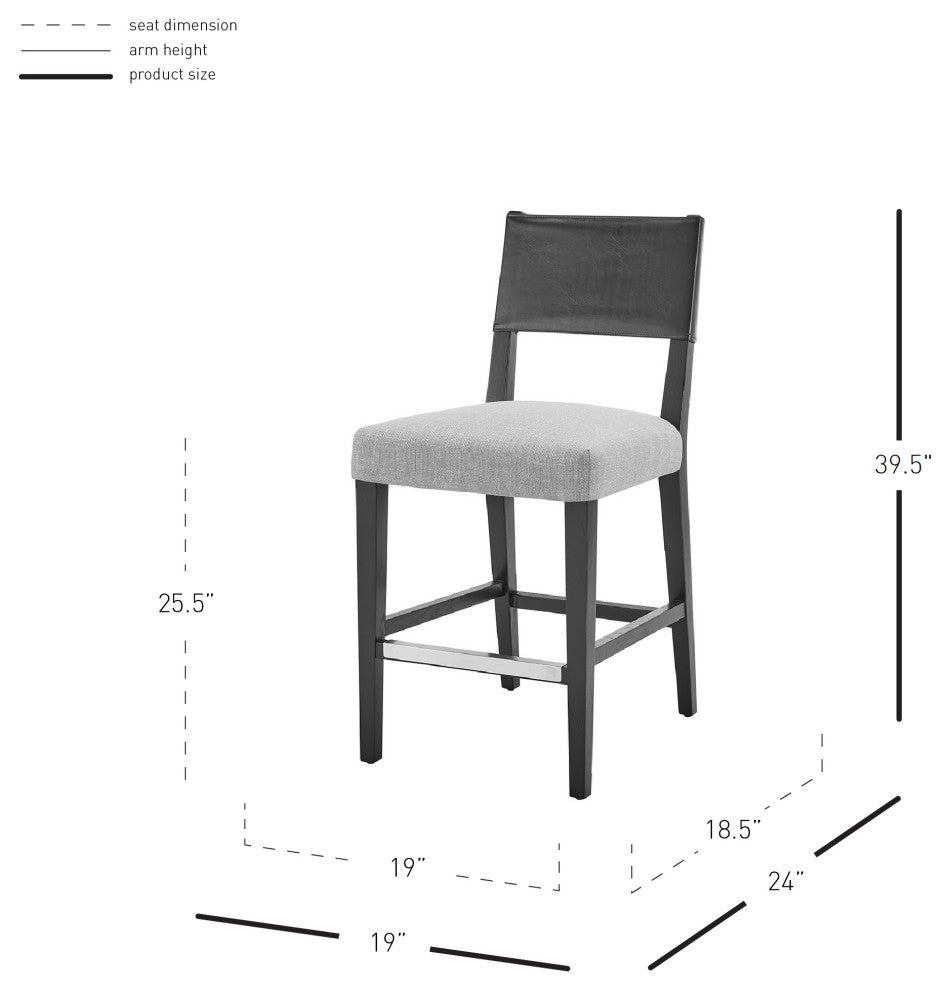 Kylo PU/Fabric Counter Stool, Borneo Black/Meridien Gray