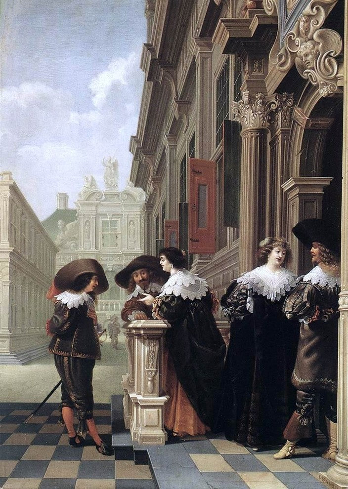Dirck Van Delen Conversation Outside a Castle, 18"x27" Wall Decal