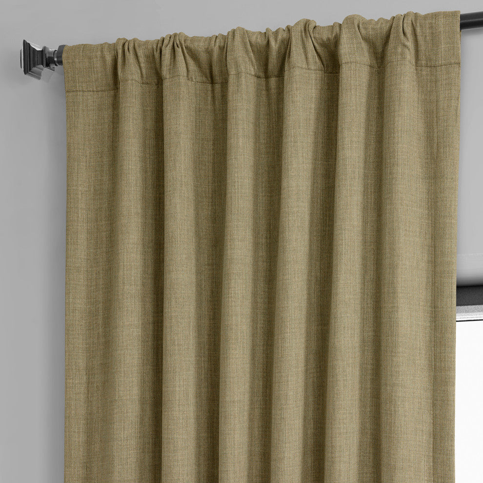 Faux Linen Darkening Curtain Single Panel, Nomad Tan, 50"x108"