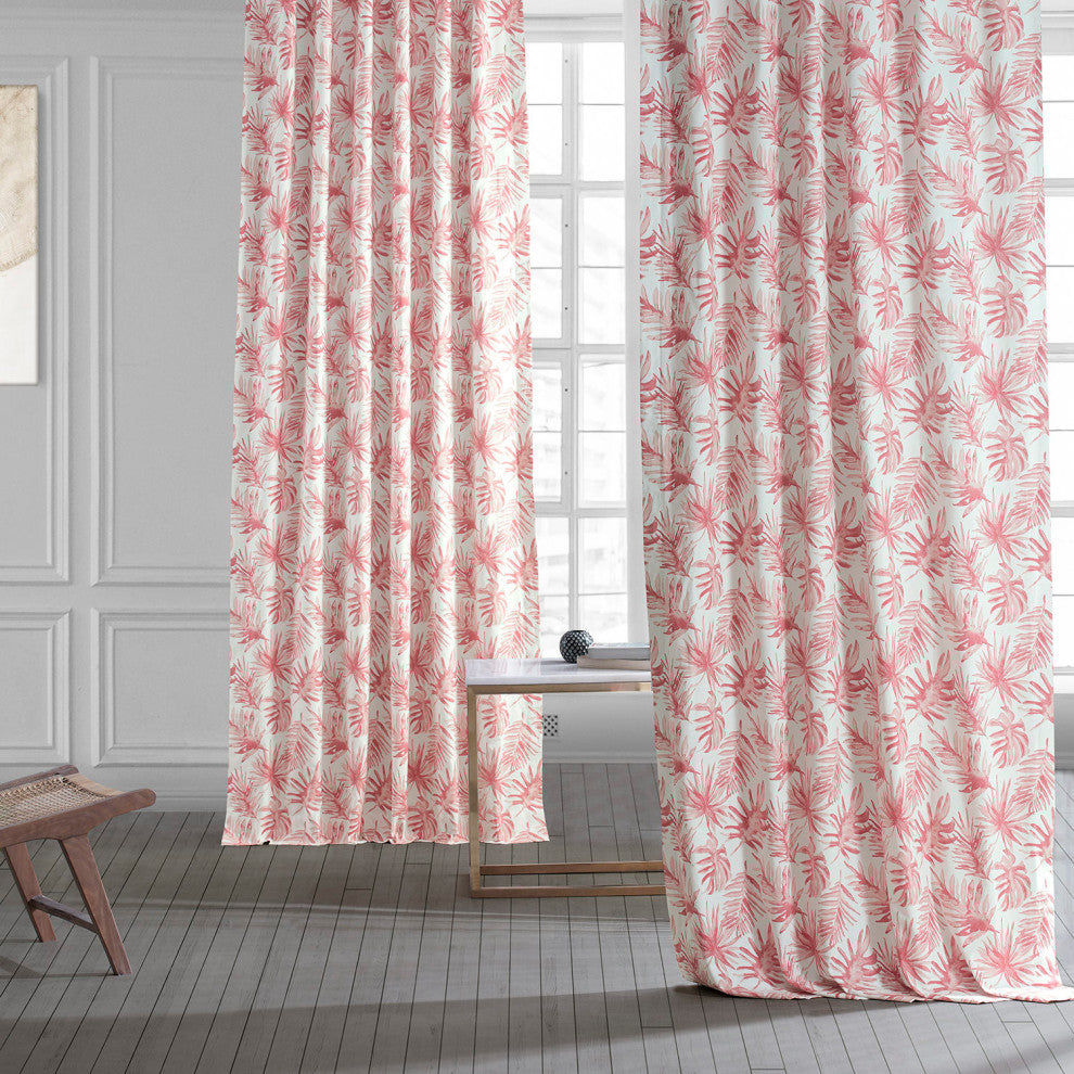 Artemis Printed Cotton Curtain Single Panel, Artemis Rust, 50wx108l
