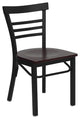 Dyersburg Metal Chair Black Ladder Back, Mahogany Wood Seat