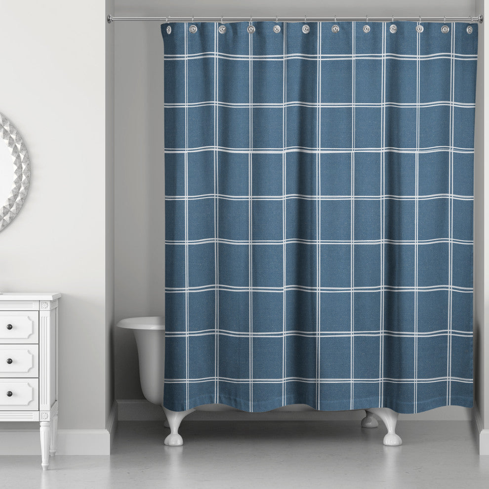 Linen Plaid 5 71x74 Shower Curtain