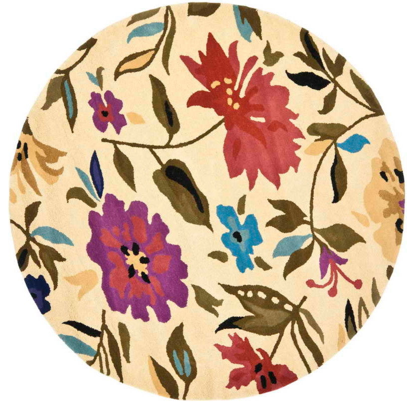 Safavieh Soho Soh854A Floral Rug, Ivory/Multi, 6'0"x6'0" Round