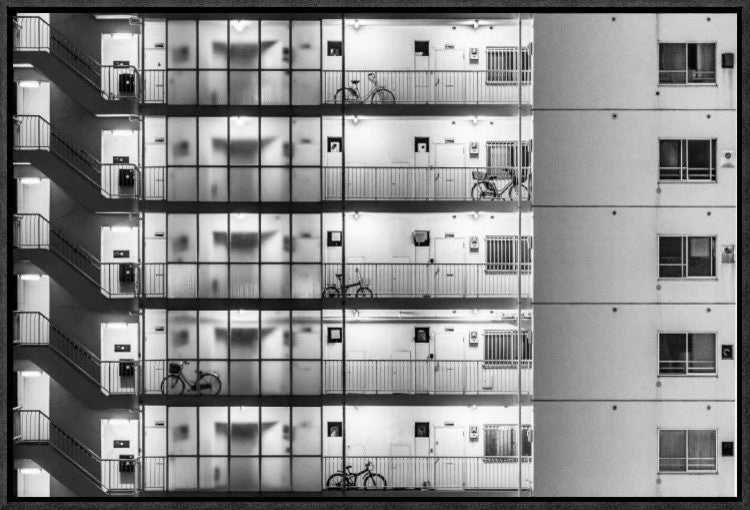"Tokyo - Five Bikes" Framed Canvas Giclee by Michael Jurek, 23x16"