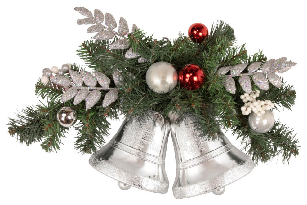 18" Decorated Green Pine Artificial Christmas Swag With Bells