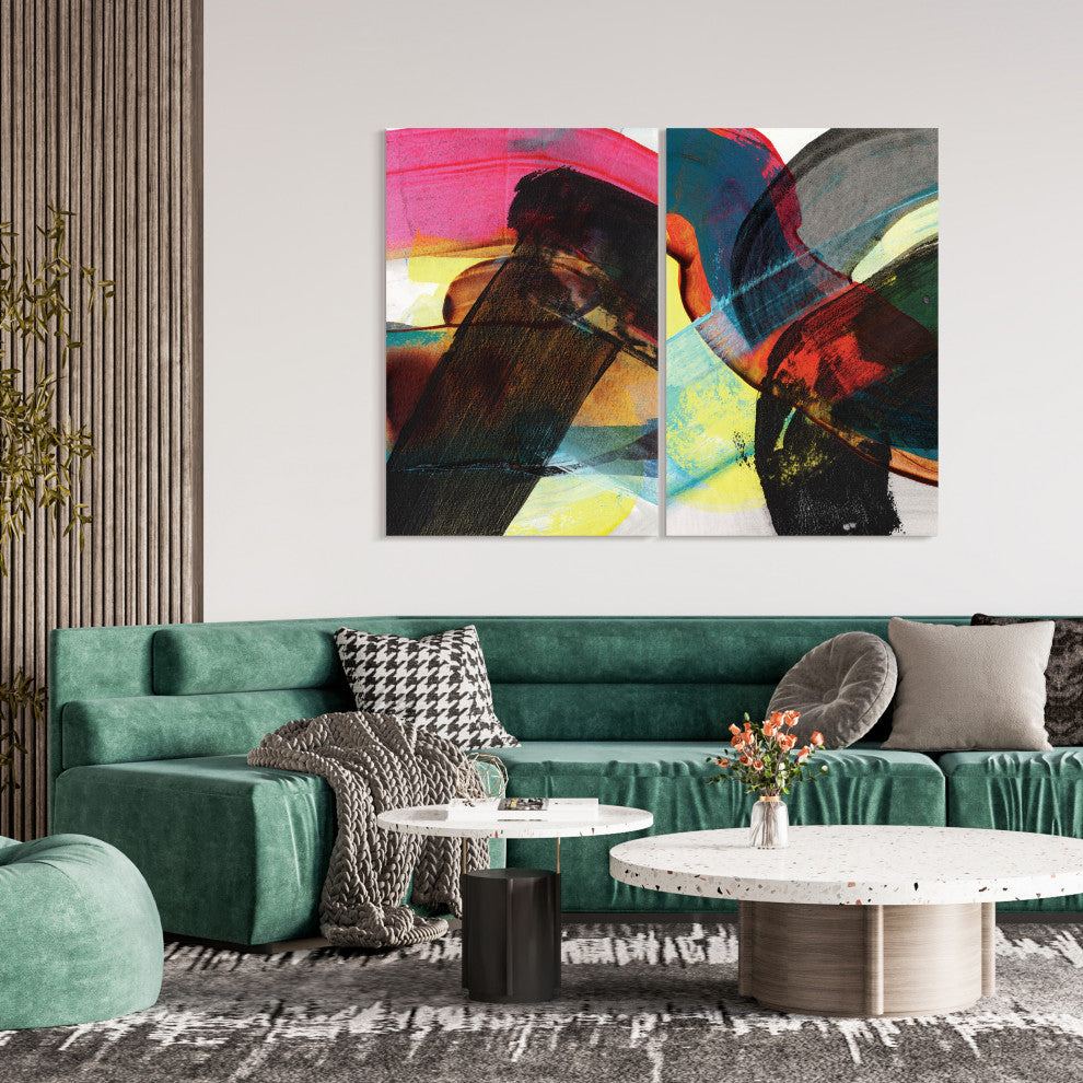 "Carnival Crossing I&II" Frameless Printed Tempered Glass Wall Art Set of 2