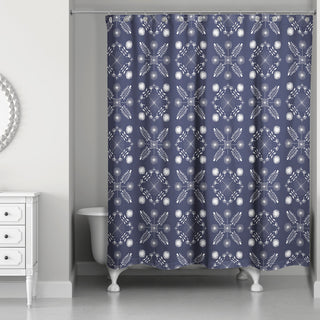 Navy Mod Medallions 71x74 Shower Curtain