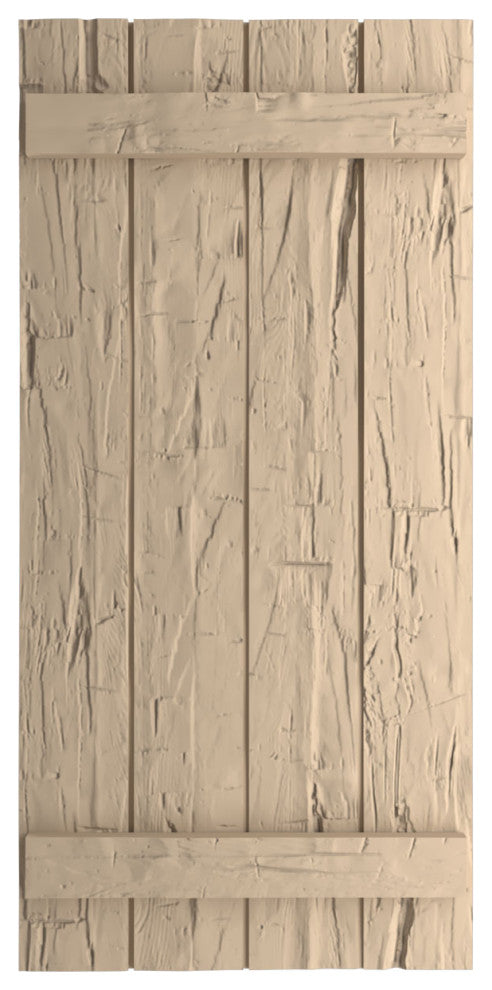 Rustic 4 Board Joined B-N-B Faux Wood Shutters, Hand Hewn, 22x32"
