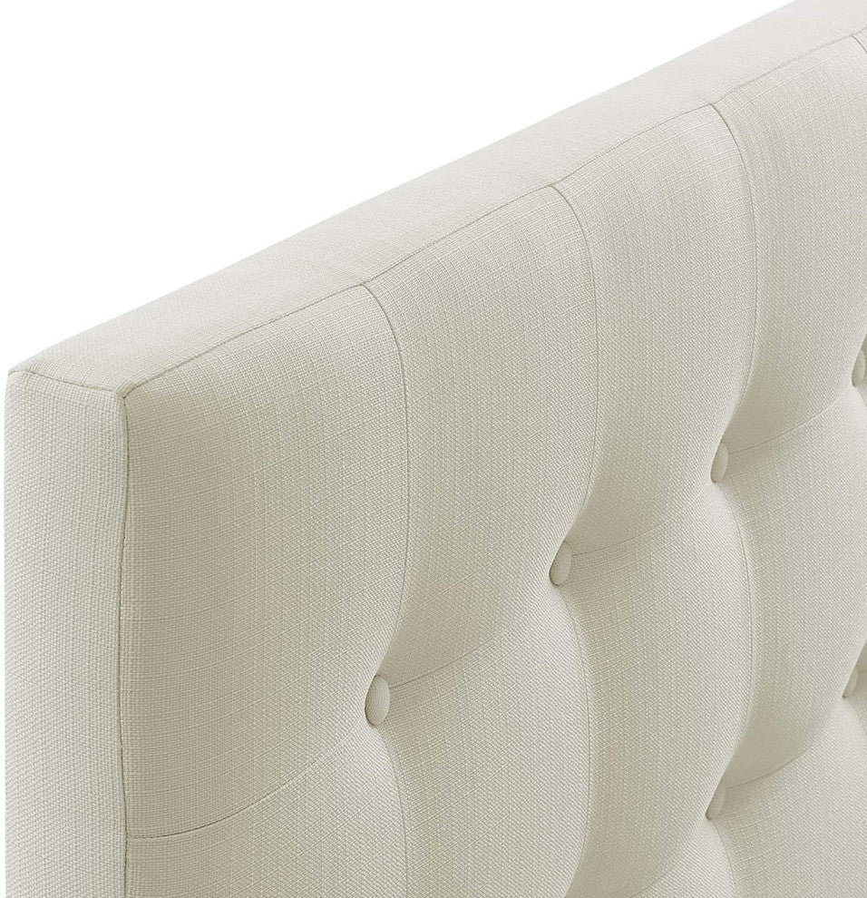 Modern and Contemporary Fabric Headboard, Ivory, King