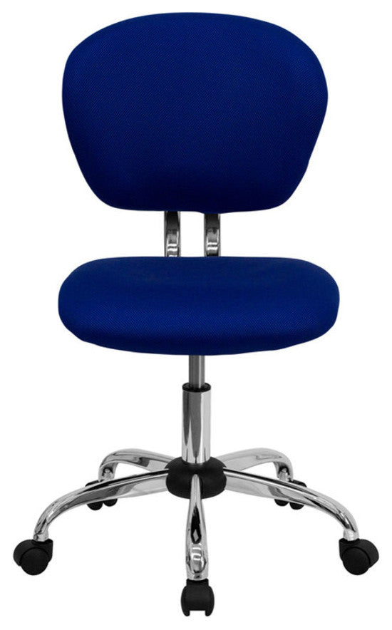 Mid-Back Blue Mesh Swivel Task Chair with Chrome Base