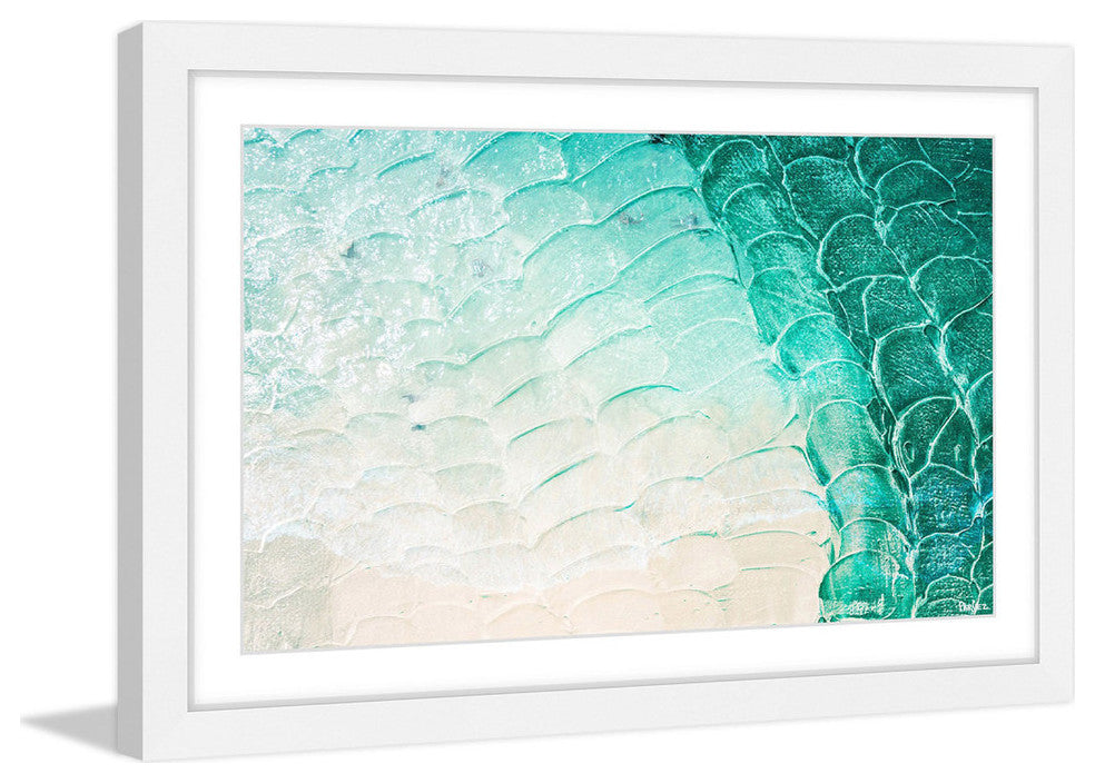 "Aqua Waves" Framed Painting Print, 24"x16"