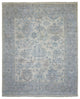 Afghan Angora Oushak Ivory-Blue Organic Wool Hand Knotted Rug, 7'10" x 10'0"