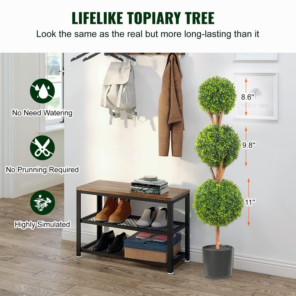 VEVOR 4' Artificial Topiary Tree Faux Plant w/ Replaceable Leaves Home Decor