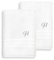 Denzi Bath Towels With Monogrammed Letter, Set of 2, H