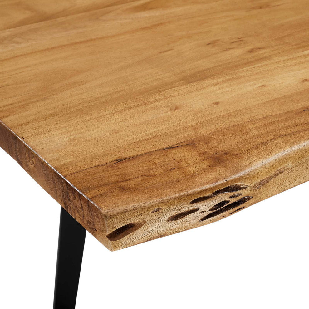 Viggo 60" Live Edge Acacia Wood Acacia Wood Dining Table - Black Natural