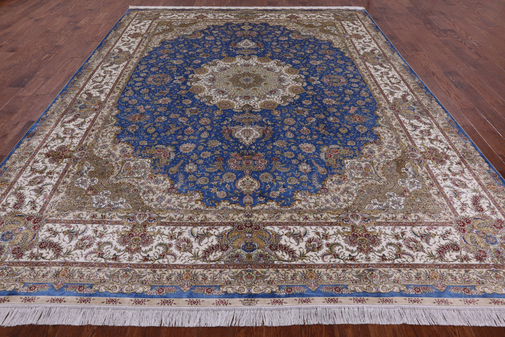9' 0" X 12' 0'' Hand Knotted High End Persian 100% Silk Rug Q4787