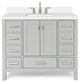 ARIEL Cambridge 43" Rectangle Sink Bathroom Vanity Grey With Quartz Top